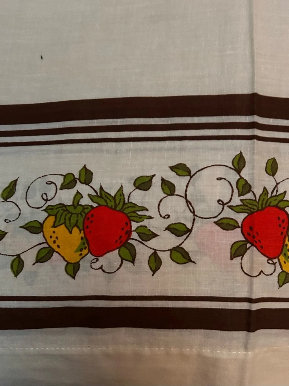 Vintage SEARS 2-pcs 70-80’s Kitchen Window Cotton Curtains Fruit Motif #0410267